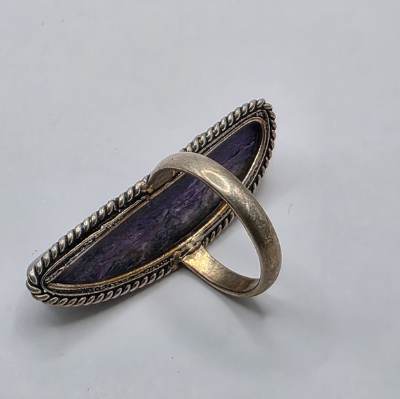 Artisan Sterling Silver Ring Purple Charolite Size 8 - Picture 3 of 7